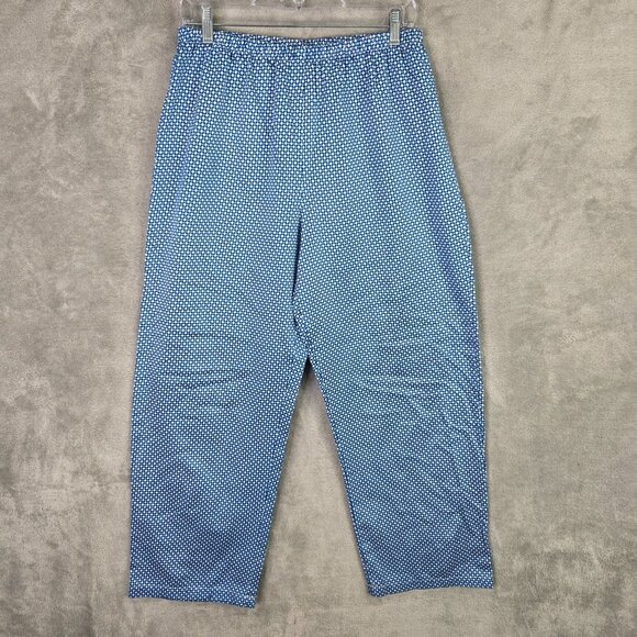 Womens 2 Pc Miss Elaine Blue Micro Dot Pajama Shirt & Pant Set Sleepwear Size M - Picture 8 of 15